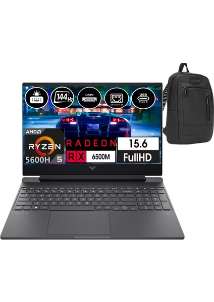 Hp Victus Amd Ryzen 5 5600H 64GB Ram 1tb SSD 4gb Amd Rx 6500M 15,6 Inç IPS Fhd Freedos Taşınabilir Bilgisayar V7J3T4EAW08+ZETTAÇANTA