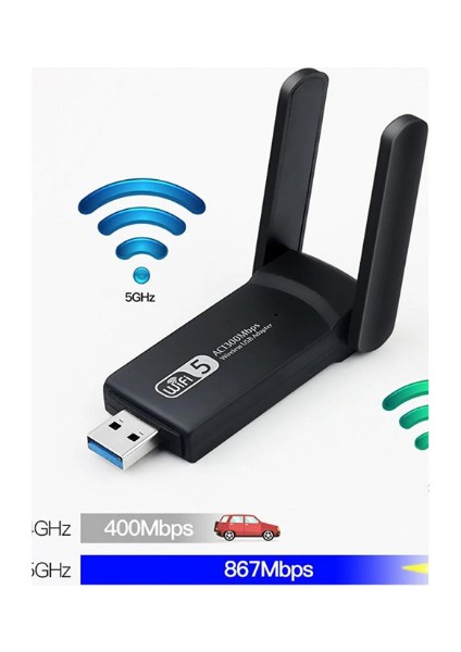 Dual Band USB 3.0 Adaptör Kablosuz Wifi Alıcı AC1300 fiyatları