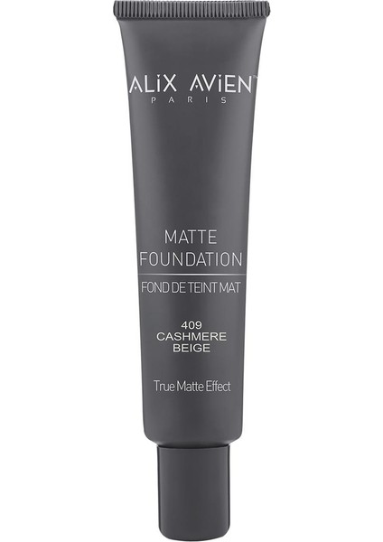 Uzun Süre Kalıcı Doğal Mat Bitişli E Vitamini İçeren Mat Fondöten - Matte Foundation 409 Cashmere