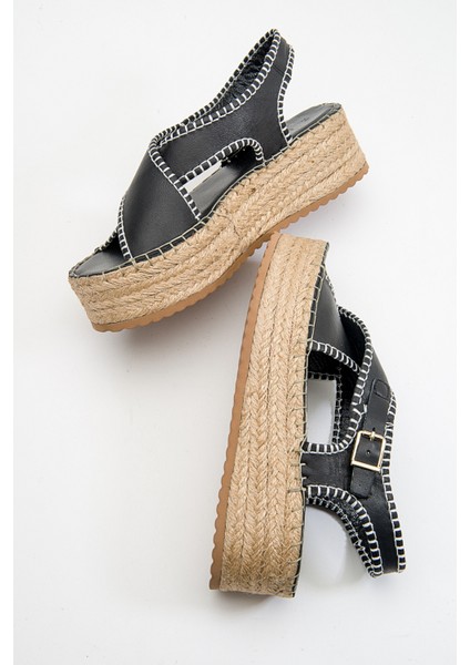 Bellezza Siyah Cilt Hakiki Deri Kadın Sandalet fırsatları