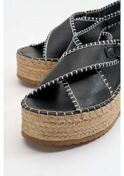 Bellezza Siyah Cilt Hakiki Deri Kadın Sandalet indirimleri