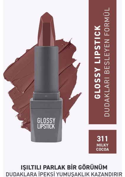 311 Milky Cocoa Parlak Ruj - Nemlendirici Etkili Pürüzsüz Dudak Görünümü - Glossy Lipstick