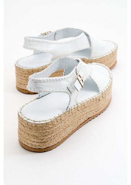 Bellezza Beyaz Cilt Hakiki Deri Kadın Sandalet fiyatları