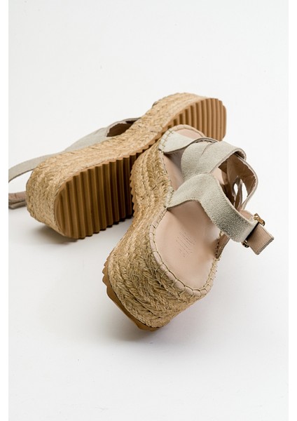 Lontano Bej Süet Hakiki Deri Kadın Sandalet fırsatları