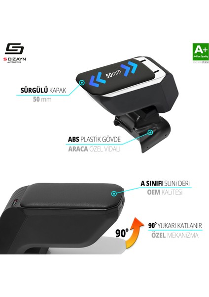 Ford Fiesta Kol Dayama Kolçak ABS Vidalı Siyah 2009-2017 A+Kalite modelleri