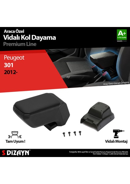 Peugeot 301 ABS Vidalı Kol Dayama Kolçak Siyah 2012-2017 A+Kalite