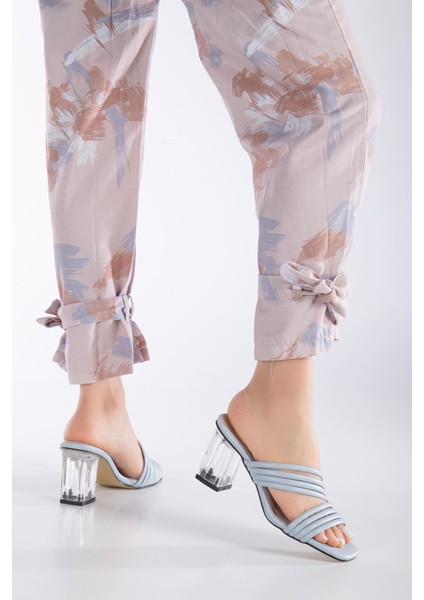 Luca Kadın Şeffaf Ökçe Topuklu Terlik Bebe Mavisi fiyatları