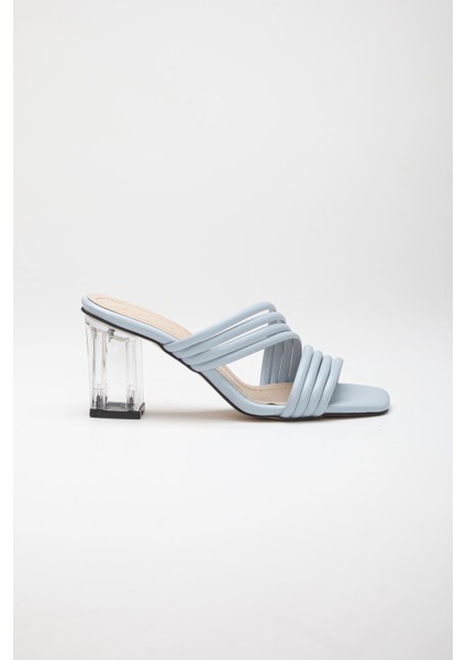 Luca Kadın Şeffaf Ökçe Topuklu Terlik Bebe Mavisi fırsatları