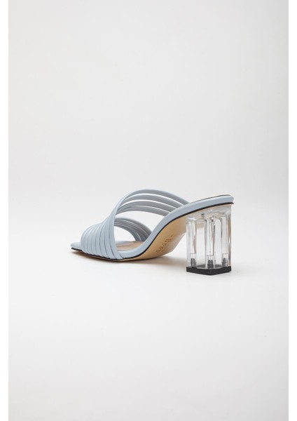 Luca Kadın Şeffaf Ökçe Topuklu Terlik Bebe Mavisi indirimleri