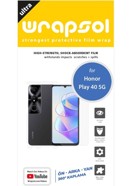 Honor PLAY40 5g 360 Derece Ön+Arka+Yan Tam Kaplayan Poliüretan Film