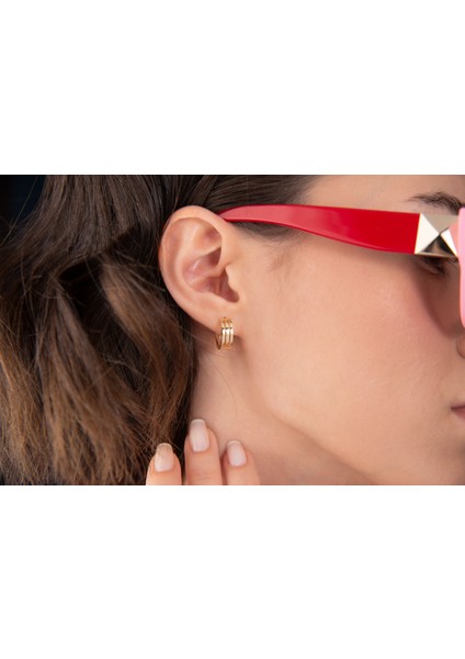 14 Ayar Altın Üç Bantlı Spor Halka Küpe fiyatları