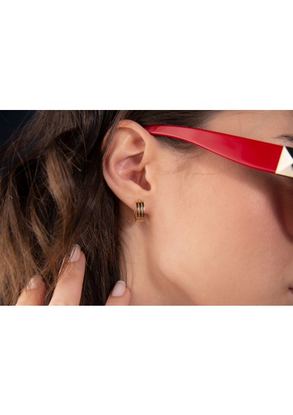 14 Ayar Altın Üç Bantlı Spor Halka Küpe fırsatları