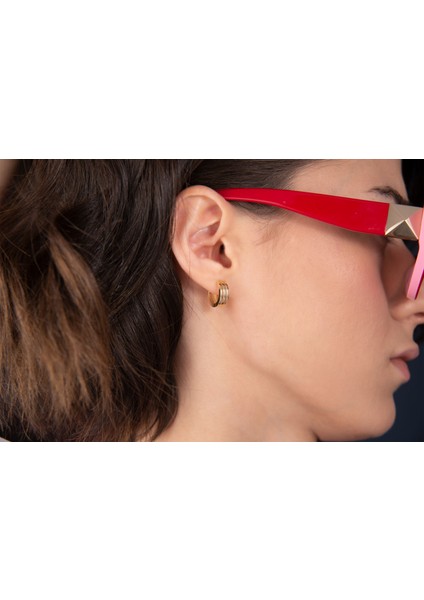 14 Ayar Altın Üç Bantlı Spor Halka Küpe indirimleri