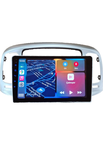 Hyundai 2008-2011 Accent Era Android Kablosuz Carplay Navigasyon Multimedya 9 Inch Ekran 2 GB Ram 32 GB Rom