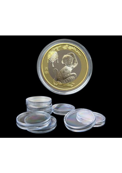 Lüx Madeni Para Saklama Kutusu ve 100 Adet Kapsül Bozuk Para Kapaması Seti 27 mm
