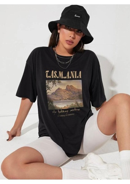 Kadın Tasmania Baskılı Oversize T-Shirt indirimleri