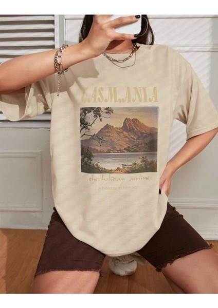 Kadın Tasmania Baskılı Oversize T-Shirt