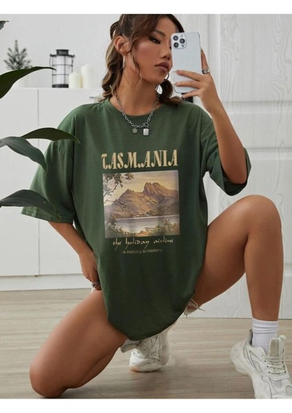 Kadın Tasmania Baskılı Oversize T-Shirt