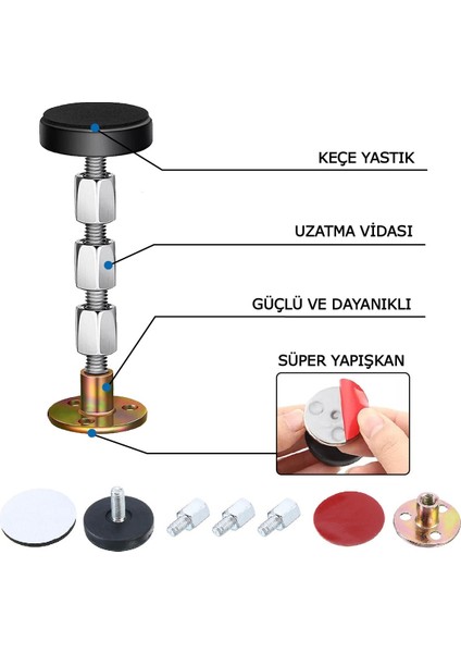 Yatak Baza Başlık Sabitleme Aparatı Ses Önleyici Eşya Sabitleme Aparatı 2 Adet (8-11 Cm)