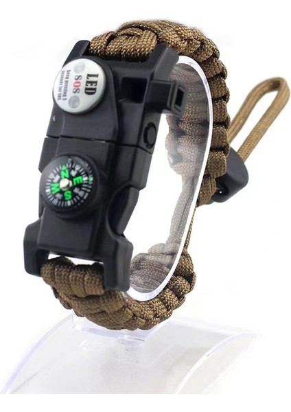 Outdoor Aksesuarları Paracord Kamp Bileklik Hayatta Kalma Bilekliği Kahverengi