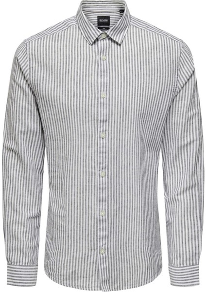 Only & Sons Onscaıden Ls Stripe Lınen Shırt Lacivert