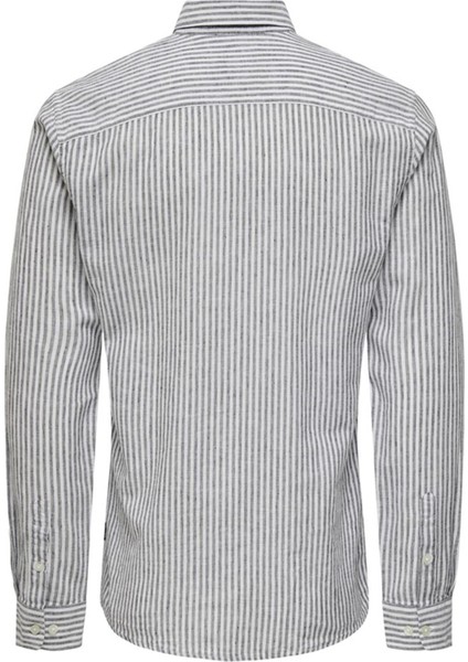 Only & Sons Onscaıden Ls Stripe Lınen Shırt Lacivert