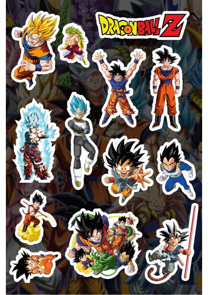 Anime Marketi Dragon Ball Temalı Sticker Etiket Seti - Laptop Telefon Notebook Defter  (13 Adet)