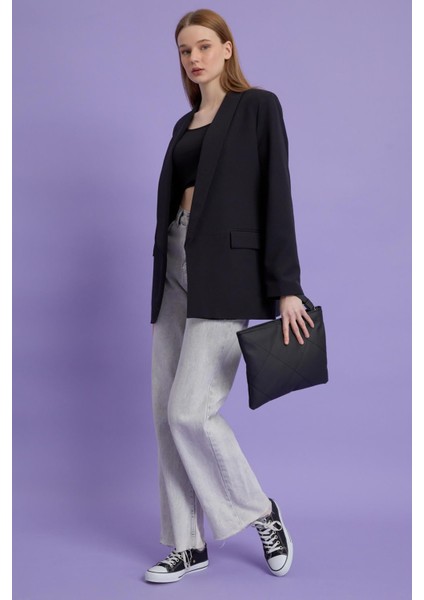 Kadın Siyah Deri Kapitone Clutch El Çantası fiyatları
