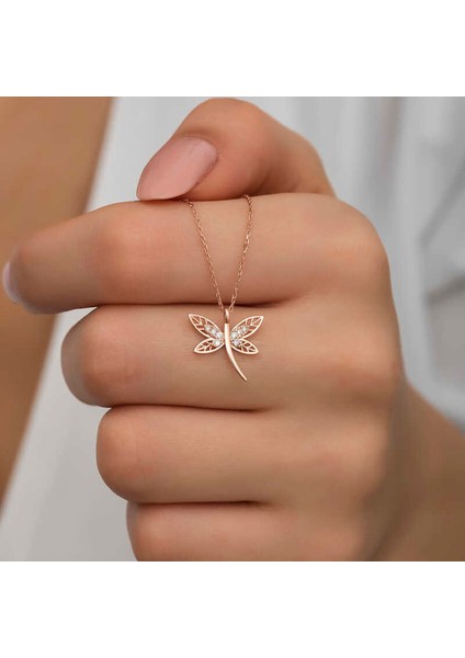 925 Ayar Gümüş Rose Yusufçuk Kadın Gümüş Kolye