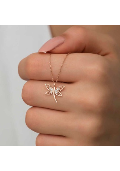 925 Ayar Gümüş Rose Yusufçuk Kadın Gümüş Kolye