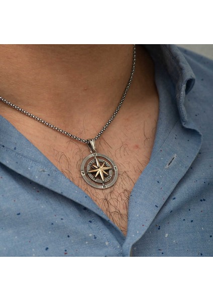 925 Ayar Gümüş Pusula Unisex Kolye modelleri