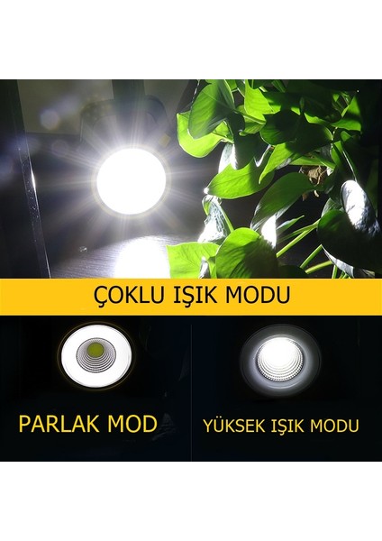Solar Şarj Edilebilir USB Şarjlı Ledli Uzun Menzilli Kamp Lambası Kamp Tipi Çok Fonksiyonlu Işıldak Fener