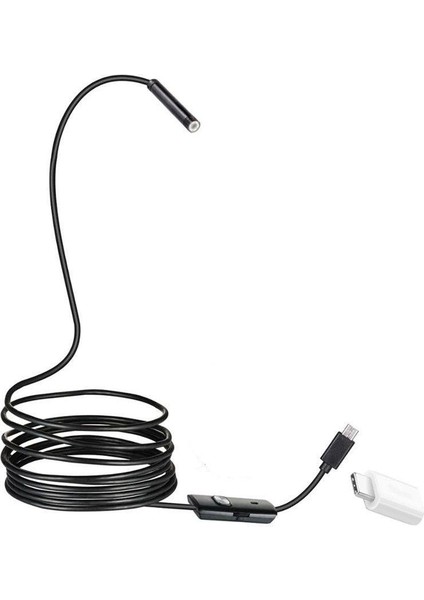 3in1 Micro Usb+Type C+Pc 7mm Işıklı 5metre Endeskop Yılan Kamera