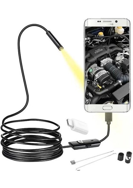 3in1 Micro Usb+Type C+Pc 7mm Işıklı 5metre Endeskop Yılan Kamera modelleri