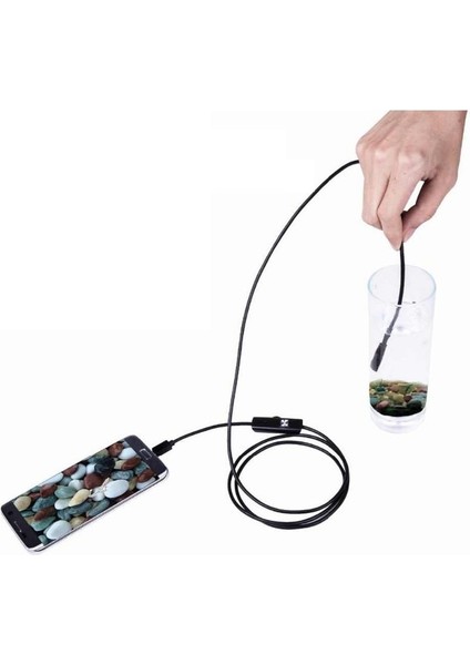 3in1 Micro Usb+Type C+Pc 7mm Işıklı 5metre Endeskop Yılan Kamera indirimleri