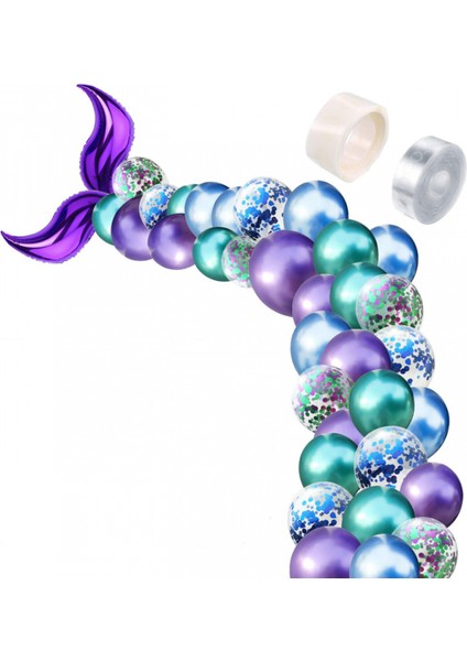 Deniz Kızı Mor Kuyruklu Balon Zincir Seti