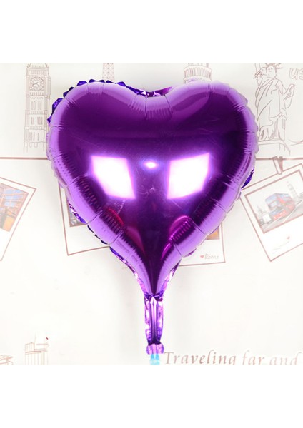Kalp Uçan Balon Folyo Mor 80 cm 32 inç (3791)