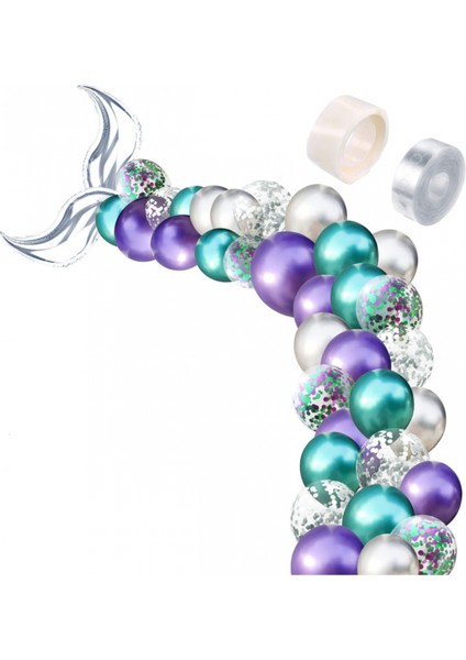 Deniz Kızı Gümüş Kuyruklu Balon Zincir Seti