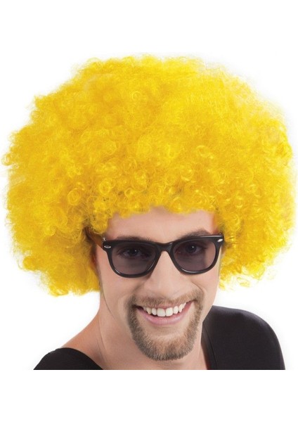 Sarı Renk Kıvırcık Afro Bonus Peruk (3791)