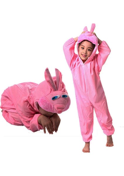 Çocuk Tavşan Kostümü Pembe Renk 2-3 Yaş 80 cm (3791)