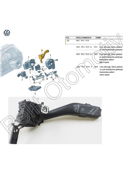 Caddy Golf5 Tiguan Seat Leon Superb Silecek Kumanda Kolu 1K0953519J