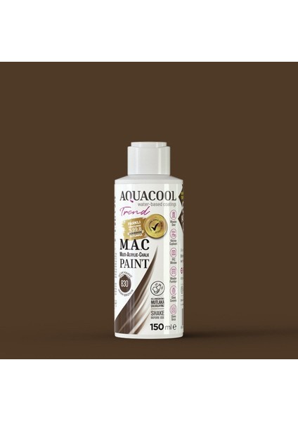Aquacool Multi Akrilik Boya 150ML 830 Sıcak Kahve
