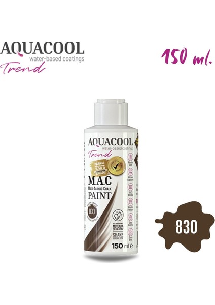 Aquacool Multi Akrilik Boya 150ML 830 Sıcak Kahve
