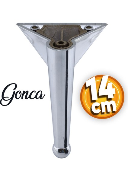 Gonca Lüks Mobilya Kanepe Sehpa Tv Ünitesi Koltuk Ayağı 14 cm Krom Renk Baza Ayakları