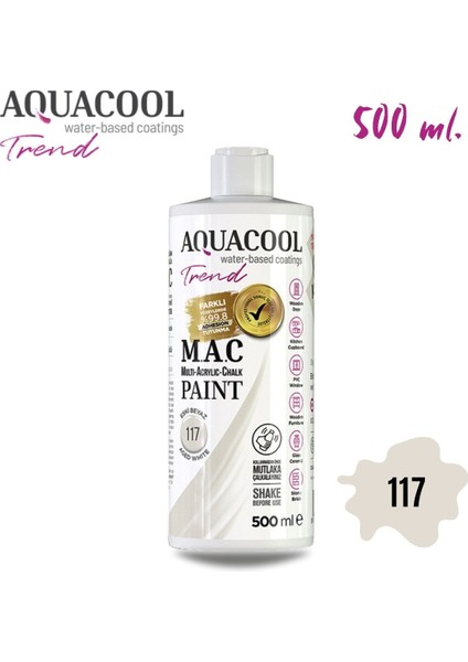 Aquacool Multi Akrilik Boya 500ML 117 Eski Beyaz