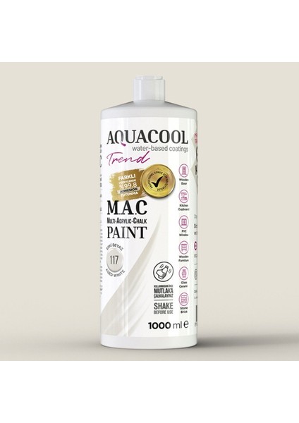 Aquacool Multi Akrilik Boya 1000ML 117 Eski Beyaz