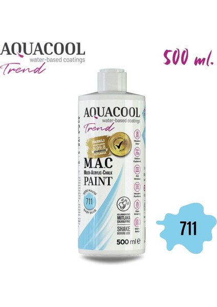 Aquacool Multi Akrilik Boya 500ML 711 Bebe Mavisi