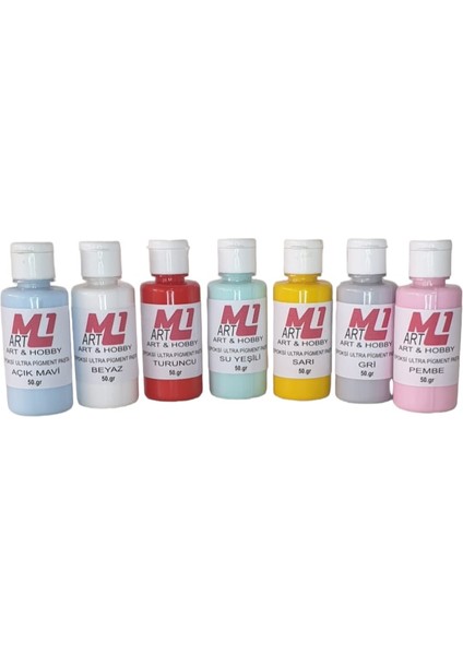 M1 Art Epoksi Ultra Pigment Pasta 50.gr x 14  Adet  Opak & Transparan Sıvı Pigment Boya