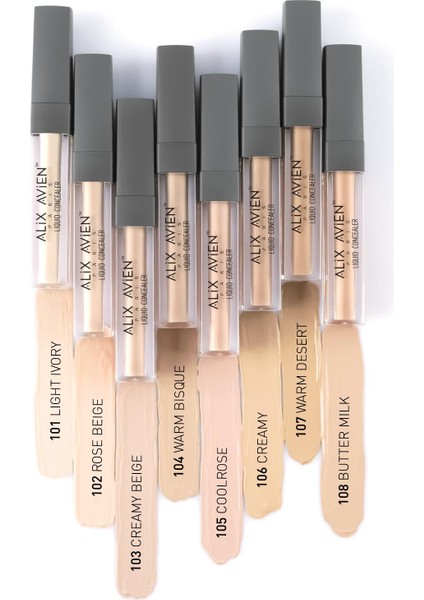 Alix Avien Likit Göz Altı Kapatıcısı - Açık Ten Soğuk Cilt Alt Tonu - Liquid Concealer 102 Rose Beige