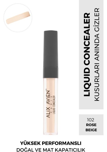 Alix Avien Likit Göz Altı Kapatıcısı - Açık Ten Soğuk Cilt Alt Tonu - Liquid Concealer 102 Rose Beige